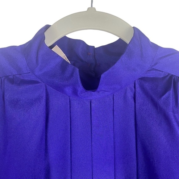 Liz Claiborne Vintage Pleated Front Button Down Back Blouse Women's 8 Purple - Picture 4 of 12